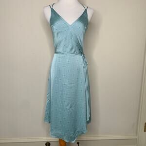 August 1 Eight Green Silky A Line Dress Small